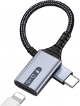 MMOBIEL USB-C ja 8-poldiline adapter, mis &uuml;hildub Lightning Female ja USB-C Male adapteriga heli, laadimise ja andmeedastuse jaoks - k&otilde;rvaklappide kaabel iPhone 16 15, iPad, MacBook, Galaxy S24 S23 S22 jaoks.