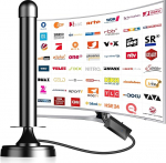 DVBT2 antenn, DVB-T ja DVB-T2 antennid siseruumides koos v&otilde;imendiga, suur ulatus ja 360&deg; vastuv&otilde;tt, siseruumide antenn televiisoritele tugeva magnetilise alusega, sobib 4K 1080p ja k&otilde;igile TV-dele-BV18010