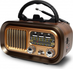 Retro raadio Bluetoothiga, AM/FM/SW v&auml;ike raadio akutoitega ja k&ouml;&ouml;giversioon 1200 mAh aku/D-Cell operatsiooniga kaasaskantav multimeedias&uuml;steem USB/TF kaardipesaga ja TWS funktsiooniga