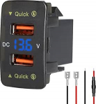 Levigo autolaadija USB QC3.0 kiirlaadija Sobib Honda autodele pistikupesa 2 liidesega l&uuml;liti auk LED pinge m&otilde;&otilde;tja n&auml;idik Sobib 12/24V mudelitele Must (44 x 26 mm)