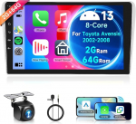 Rimoody 2G + 64G traadita Carplay Android 13 Autoradio 2 DIN Toyota Avensis 2003-2009 9-tolline autoraadio koos Android auto navigatsiooniga GPS WiFi peeglilink Bluetooth FM/RDS/DAB/OBD/DVR/EQ/SWC tagumine osa
