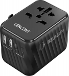 LENCENT reisiadapter maailmas, universaalne reisipistik maailma reisiadapter 2 USB A ja 3 USB C, rahvusvaheline pistikupesa adapter Jaapanile, Tai, USA, Inglismaa, Austraalia (t&uuml;&uuml;p A/B/G/G/I/D/I/L/M/N)