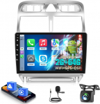 2+64GB Android Autoradio f&uuml;r Peugeot 307 2002-2013, 9 Zoll IPS puuteekraaniga raadio koos Wireless CarPlay & Android Auto, GPS WiFi Bluetooth DSP + Tagfahrkamera & Mikrofon