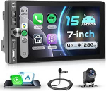 4G+128G Android 15 Autoradio 2 Din, 7 Zoll Incell HD Touchscreen mit Drahtlos Carplay Android Auto, Bluetooth EQ FM RDS raadio GPS Wi-Fi, Spiegeln USB/Typ-C, toetatud tagasis&otilde;idukamera.