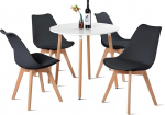 H.J WeDoo Dining Table with 4 Chairs Dining Set Wooden Table and Black Scandinavian Chair Dining Table Set for Dining Room Kitchen 80 cm