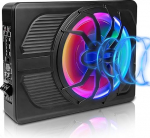 WODHMIEY 10-tolline 800 W Ultra Thin aktiivne subwoofer autole / veoautole koos v&otilde;imendiga, tugev bass, sagedus 20 Hz-150 Hz, sisaldab bassikontrollerit, kaitsefunktsioonidega, LED &uuml;mbritsev valgus (RGB valgus)