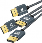 Thzzhnno 4K DisplayPort kaabel 15FT 2 Pack Nailonist punutud DisplayPort to DisplayPort 1.2, DP kaabel kuldkattega suure kiirusega 4K @ 60Hz, 2K @ 165Hz, 2K @ 144Hz, s&uuml;learvutile, arvutile, m&auml;ngumonitorile, telerile