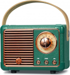 PRUNUS J-999 Mini Bluetooth-k&otilde;lar koos raadio FM-ga, laetav retro raadio Bluetooth-k&otilde;lar, Bluetooth 5.0 / hea heli, toetab USB / TF / AUX / vabak&auml;e k&otilde;nesid (roheline)