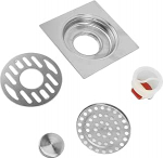 Roostevabast terasest p&otilde;randakanalisatsioon, 11 cm, 4 tolli, ruudukujuline du&scaron;ikanalisatsioon, 304 roostevabast terasest, 4,3 x 4,3 tolli, du&scaron;ikanalisatsioon 50 mm kuni 110 mm torudele, vannitubades, r&otilde;dudel, hotellides