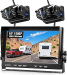 2 traadita magnetilised tagurduskaamerad, 10-tolline 1080P FHD monitor, 9600 mAh aku, 1 minutiline seadistamine, IP69K veekindlad tagurduskaamerad matkaautodele, haagistele ja veoautodele