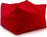 Ecopuf Cubo - Stool Bean Bag Stool Outdoor Waterproof Polyester Cube Footstool High Quality and Easy Care Double Removable Lining with Handle Size 60 x 45 cm Faber Red M5