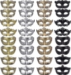 FEQO Pack of 32 Masquerade Veneetsia mask Vintage Antiik maskid Retro maskeerimine maskid meestele naistele karneval Halloween kost&uuml;&uuml;mipidu