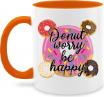 Mug 325 ml - Statement - Donut Worry Be Happy - 325 ml - Orange - kohvitassid - kohvitassid Laused Laused &Auml;ra kohvitass Statement Mug with