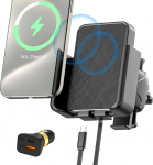 Polmxs mobiiltelefoni hoidja auto koos laadimisfunktsiooniga, 15 W traadita laadija, reguleeritav induktiivne laadimisjaam, auto mobiiltelefoni hoidja, auto ventilatsioon, mis &uuml;hildub iPhone 16/15/14/13/12/11,