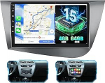 4+64GB Android 15 Autoradio f&uuml;r Seat Leon 2005-2012 Wireless Carplay Android Auto, 9 Zoll puuteekraaniga raadio koos Bluetooth/GPS/R&uuml;ckfahrkamera/FM/RDS/EQ/WiFi/SWC/UI