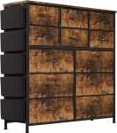 Zstar Chest of Drawers for Bedroom with 12 Drawers, Fabric Storage Cabinet with Metal Frame, Modern Decoration Wooden Table Top Chest of Drawers for Bedroom, Closet, Hallway, Entrance Area