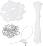 hankekaart 120 St&uuml;ck 1,9 cm Kabelbinder-Sattelbefestigungen mit 15,2 cm Kabelbindern und M3-Blechschrauben, Draht-Organizer-Halterklemmen-Set, Wei&szlig;