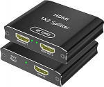 HDMI Splitter 1 in 2 v&auml;ljundit 4K@30Hz Dual Monitori alumiiniumist HDMI Splitter Toetab 3D ja Full HD 1080P HDTV Sobib PS4/TV/Projektor/Monitorile