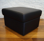 Genuine Leather Stool 60 x 50 cm H-40 and H-45 cm Hinged with Storage Space Genuine Leather Stool Cowhide Seat Cube Footstool Real Leather Puff Leather Stool Black (60 x 55 x H-45 cm)