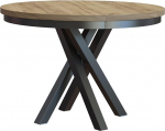 Jezz Dining Table, Round, 100 cm, Table, Round, Kitchen Table, 4-6 People, Dining Room Table with Metal Frame, Wood, Natural, Dining Table, Additional Table Top, Extendible (Wotan)