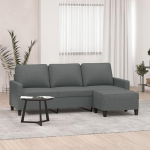 JUNZAI 3201038 3-Seater Sofa with Stool, Dark Grey, 180 cm Fabric, Sofas & Couches, Sofa Living Room, Sofa for Teenager's Room, Relax Sofa, Sofa for Bedroom, Upholstered Sofa