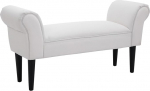HOMCOM Upholstered Bench with Rolled Armrests, Upholstered Bench for Bedroom, White, 102x36x51 cm
