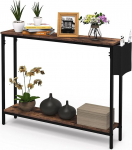 Dellx Console Table, Slim Sofa Table with Shelf and Small Magazine Compartment, Industrial Entrance Table
