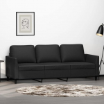 ZEYUAN 359338 3-Seater Sofa Black 180 cm Faux Leather, Sofas & Couches, Sofa Living Room, Sofa for Teenager's Room, Relax Sofa, Sofa for Bedroom, Upholstered Sofa
