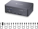 AV Access KVM Switch 2 PC 3 monitori 8K @ 60Hz, 6 DP kaabliga, DisplayPort 2.0, 1G Ethernet, USB 3.0, dokkimisjaam 3 monitorile, 4K @ 165/144Hz, 2K @ 144Hz (ainult lauaarvuti jaoks)