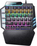 Hiwings &uuml;he k&auml;ega RGB mehaaniline m&auml;nguklaviatuur, sinine l&uuml;liti, kaasaskantav mini m&auml;nguklaviatuur randmetoega, RGB vikerkaarevalgustus, 38 klahvi, must