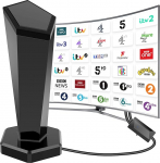 Siseruumide TV-antenn, Freeview digitaalne TV-antenn koos nutika v&otilde;imendiga, magnetiline alus, 3M kaabel, vastuv&otilde;tu ulatus &uuml;le 420 km ja 360 kraadi, toetus 4K/1080P & VHF/UHF/DAB-raadio