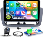 4G + 64G autoraadio Android 15 jaoks Seat Ibiza 2012-2015, 9-tolline HD puuteekraan koos juhtmevaba Carplay Android autoga, autoraadio GPS Wi-Fi USB Bluetooth FM RDS raadio tagasip&ouml;&ouml;rdumiskaameraga
