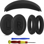 Adhiper Compatible Ear Pads Set for Bose QuietComfort 45/35 koos pehme valgenahkse libisemiskindla disainiga k&otilde;rvapadjadega ja kaitsekattega (must)