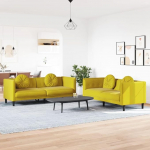 Juroupi 2-Piece Sofa Set with Cushion Sofa Living Room Seating Set Living Room Sofa Set Sofas for Living Room Yellow Velvet