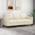 SECOLI Sofa 3 Seater 3-Seater Sofa 3-Seater Sofa Two Seater Sofa Sofas & Couches Small Sofa for Teenager's Room Sofa Living Room Couch 3 Seater Cream Faux Leather 3-Seater 3-Seater 180 cm
