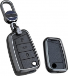 KUNIO Flip auto v&otilde;tme &uuml;mbris sobib VW Golf 7 MK7 Polo Jetta 4 Touran T-ROC Tiguan tarvikud nahast v&otilde;tmekaane kaugjuhtimispuldi kate v&otilde;tmekaane kaitsekate B must