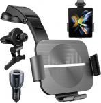 Dual Coils 15 W Kiire traadita laadija auto mobiiltelefoni hoidja laadimisfunktsiooniga automaatne induktsioon Qi traadita autolaadijad ventilatsioon Samsung Galaxy Z Fold 7/6/5/4/3 USB QC 3.0