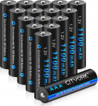 CITYORK 1100 mAh AAA laetavad patareid, 1,2 V NI-MH k&otilde;rge v&otilde;imsusega, 1200 ts&uuml;klit eelladetud akut, 16 tk.