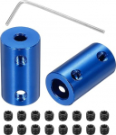 sourcing map 4 Pcs 4mm to 8mm Rigid Screw Coupling Shank Coupling Connector L25mm x D14mm Steel Joint Connector Rigid Coupling Kit for 3D Printer DIY Encoder with 16 Screws