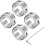 sourcing map Screw Shank Collar for 10mm Shank, 4 Clamping Collars 16mm OD, 8mm Thickness, Aluminum Alloy Clamping Collar with M4 Adjusting Screws and a Wrench