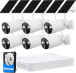 Camcamp valvekaamera v&auml;litingimustes Solar Set, 4MP v&auml;likaamera, traadita valvekaamera, 6 komplekti WLAN 5G & 2.4G, 500 GB kohalik m&auml;lu ilma ABO, 2-Way Audio, v&auml;rviline &ouml;&ouml;n&auml;gemine, humanoidne