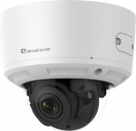 LevelOne Gemini Zoom Dome IP-v&otilde;rgukaamera, 8 megapikslit, H.265, 4,3x optiline zoom, 802.3af PoE, IR valgusdioodid, kahesuunaline heli, sise-/v&auml;ljakutse, vandaalikindel.