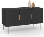 IDMarket - Marcel Sideboard 110 cm Black 3 Doors Effect Slats