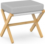 BAMBOOHOMIE Makeup Vanity Stool, kokkupandav jalatugi bambusest X jalaga, Ottoman Footrest Chair for Vanity, kaasaegne jalatugi v&auml;ike polsterdatud elutuppa (Natural - Hall)