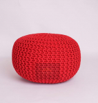 PARADISE STAR Chunky Knitted Round Large Stool 100% puuvillane k&auml;sitsi valmistatud kudumismaterjali lastele t&auml;iskasvanutele elutuppa (punane)