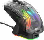 ATTACK SHARK X2 Pro traadita m&auml;nguhiir koos laadimisjaamaga, vaikne hiir kolmerežiimiline (BT5.0/2.4G Wireless/Type-C), 4000 DPI RGB Bluetooth hiir, laetav, l&auml;bipaistev korpus, PC/MAC, must