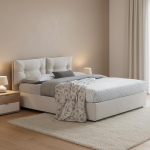 Talamo Italia - Angelica Queen Size voodikast kangastekorviga, 100% Made in Italy, eesmine avaus ja madrats 120 x 190 cm, valge