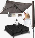 4smile Ristk&uuml;likukujuline p&auml;ikesevarju 200 x 125 cm, komplekt 3 - R&otilde;duvarju koos aluse ja kattega, p&auml;ikesekaitse r&otilde;dule - R&otilde;duvarju Taupe, painutatava k&otilde;rgusega reguleeritav, p&auml;ikesevarju alusega