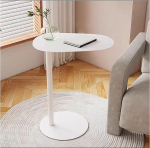 Beistelltisch aus Metall, 61 cm, schwarzer Eisen-Beistelltisch f&uuml;r kleinen Raum, TV-Tablett gleitet unter der Couch, Sofa, Laptoptisch f&uuml;r Wohnzimmer, Schlafzimmer, Badezimmer (wei&szlig;, H&ouml;he: 63