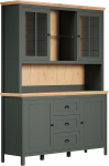 trendteam smart living - Stanton - Buffeekapp - kuuse roheline / Evoke tamm - vitriinkapp koos valgustusega, 4 uksega, 3 sahtlit (B x K x S) 146 x 198 x 45 cm - Maakodu stiilis